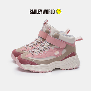 smileyworld笑脸童鞋2024秋冬新款加绒保暖高帮板鞋男女童休闲鞋
