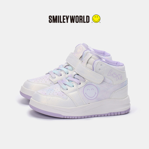 SMILEYWORLD笑脸童鞋女童高帮板鞋2024秋季新款大童板鞋