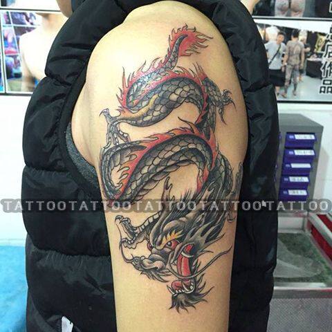 中国龙彩色青龙纹身贴 防水男女花臂手臂持久仿真刺青身体彩绘