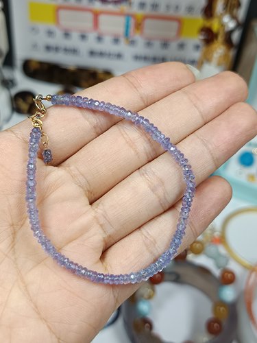 4249Y-卡3+天然坦桑石手链，14K包金配件
