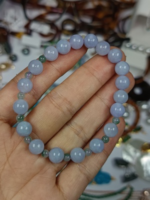 4161-卡7+缅A紫珠卡3+飘花翡翠手串