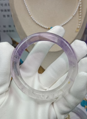 4051-53.7×9.4×9.3天然仙女紫水晶手镯，有裂不扣手，介意勿拍