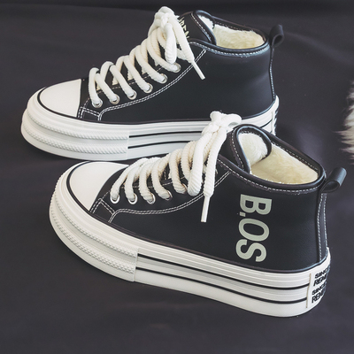 人本2025新款冬季保暖帆布鞋