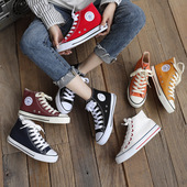 人本高帮帆布鞋 子平底情侣板鞋 女ulzzang百搭春夏新款 学生ins潮鞋