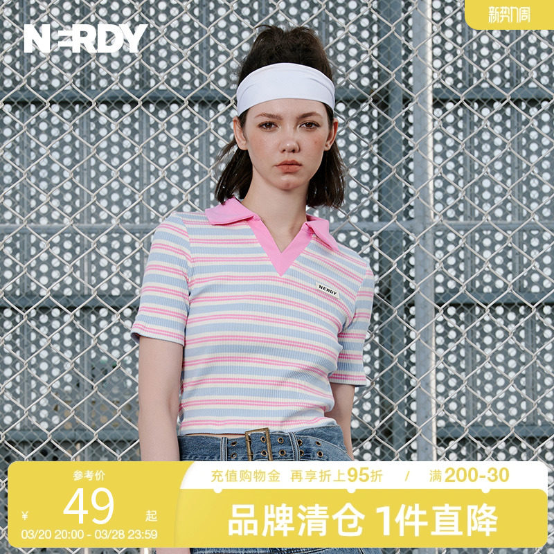 NERDY2024�ļ��¿�ײɫ����Ů�����polo����������t��Ů���³�