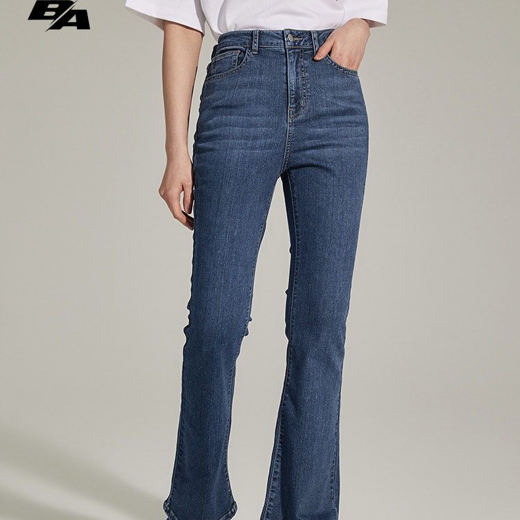 BA百搭弹力修身显瘦微喇叭休闲裤女长裤牛仔裤