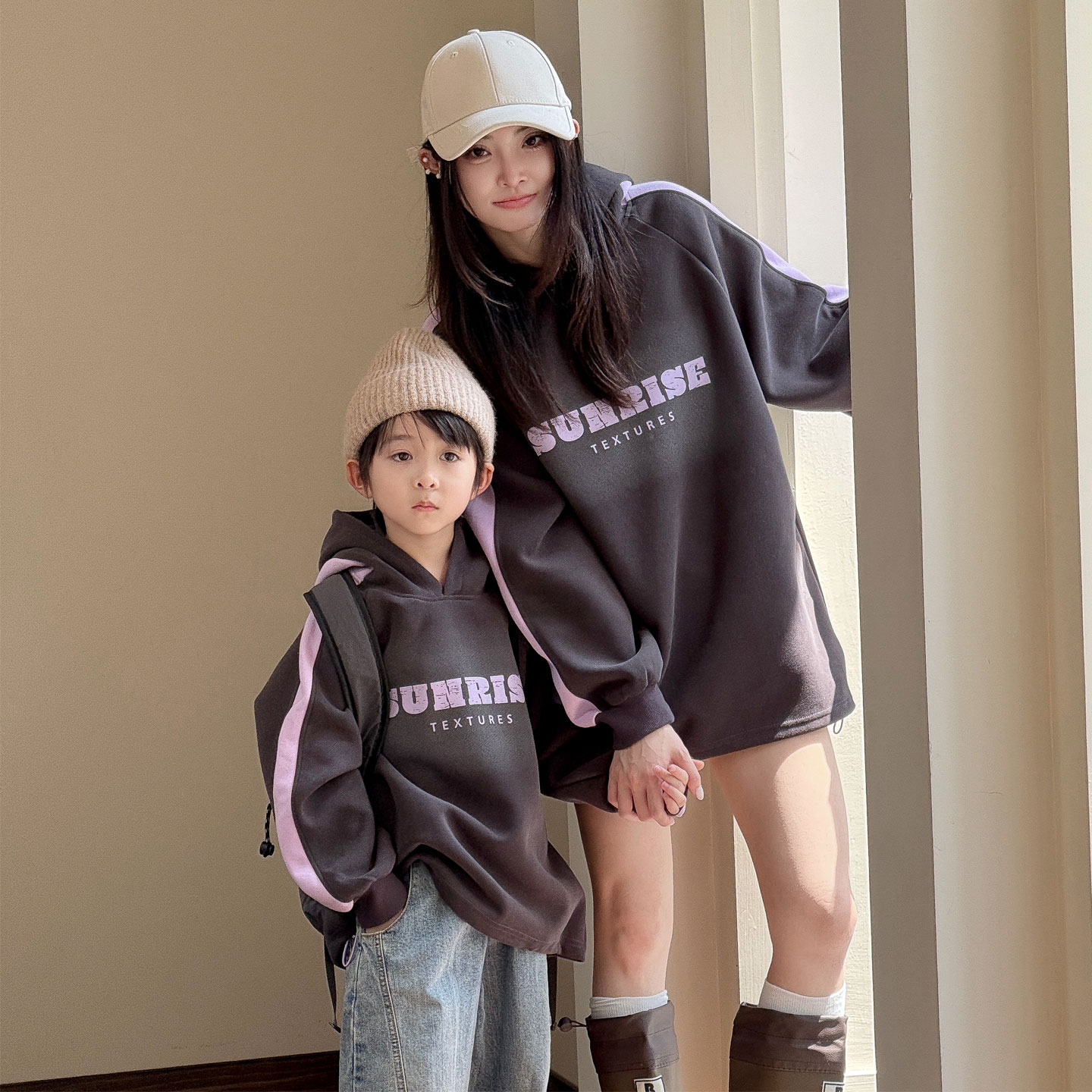 亲子装一家三口四口秋冬装2025新款母女母子韩版连帽卫衣家庭装潮
