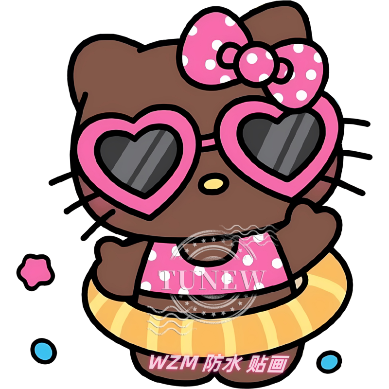 美黑kittycool girl凯蒂猫汽车划痕贴室内墙壁衣柜美化自粘防水贴