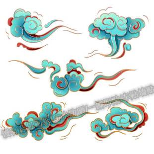 中式装饰七彩祥云自粘贴画屋顶柱子墙面客厅装饰祥云贴纸冰箱贴花
