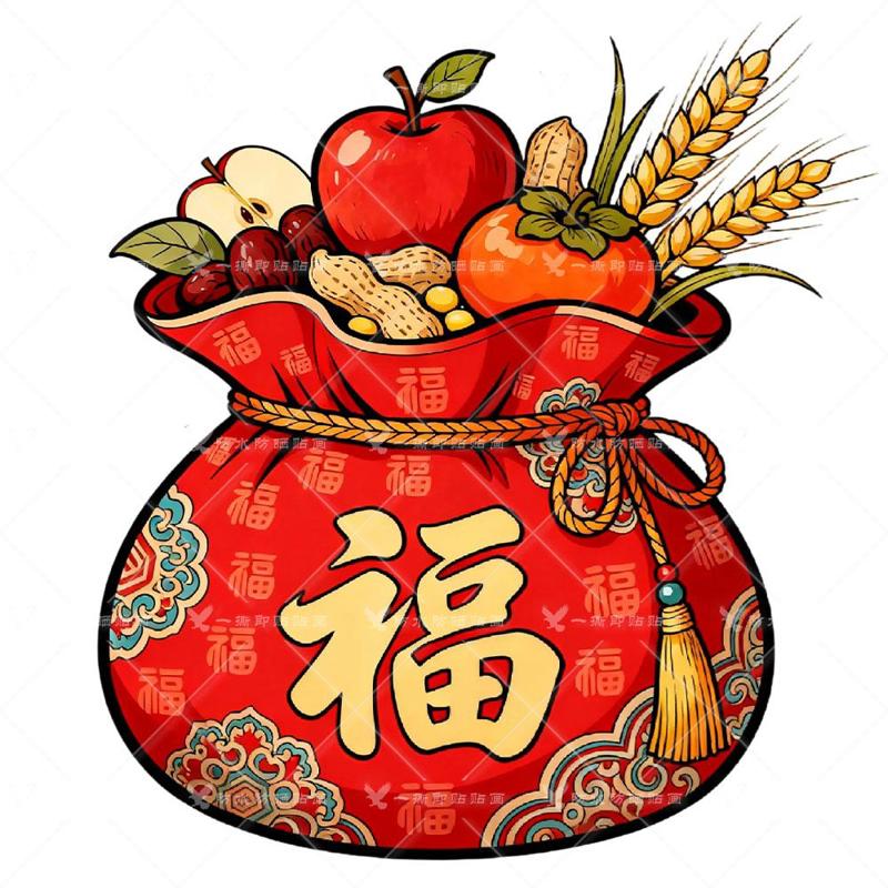 自粘贴纸福气满满福袋划痕遮挡车贴纸防水电动车笔记本装饰贴壁画