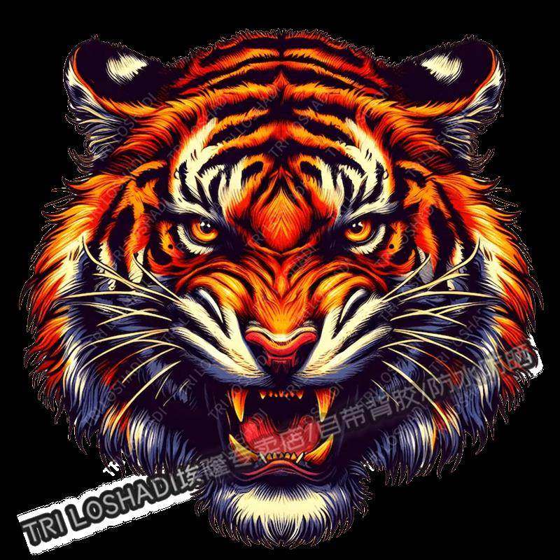 凶猛霸气老虎头电动车摩托贴纸玄关门窗墙面镇宅贴画冰箱马桶贴花