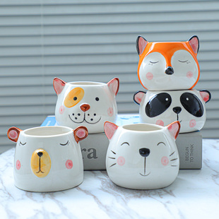 动物多肉花盆陶瓷卡通造型可爱创意办公室小花盆摆件幼儿园花器