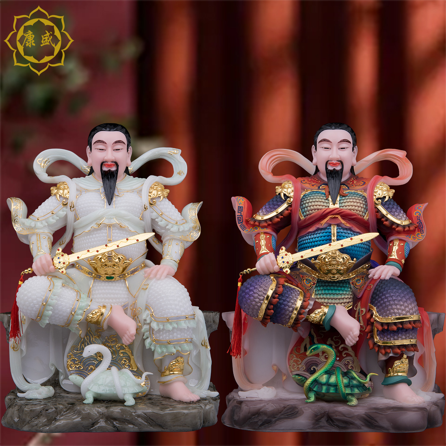 玄天上帝神像真武大帝玄武祖师汉白玉北帝像真武祖师家用供奉摆件