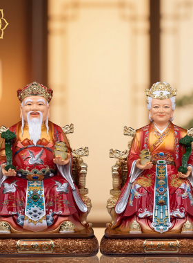 土地公婆神像树脂彩绘土地公婆像福德正神土地庙爷爷奶奶祝福摆件