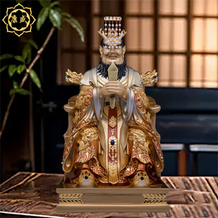 龙王爷铜像东海龙王四海龙王坐椅龙王爷神像全铜彩绘家用供奉摆件