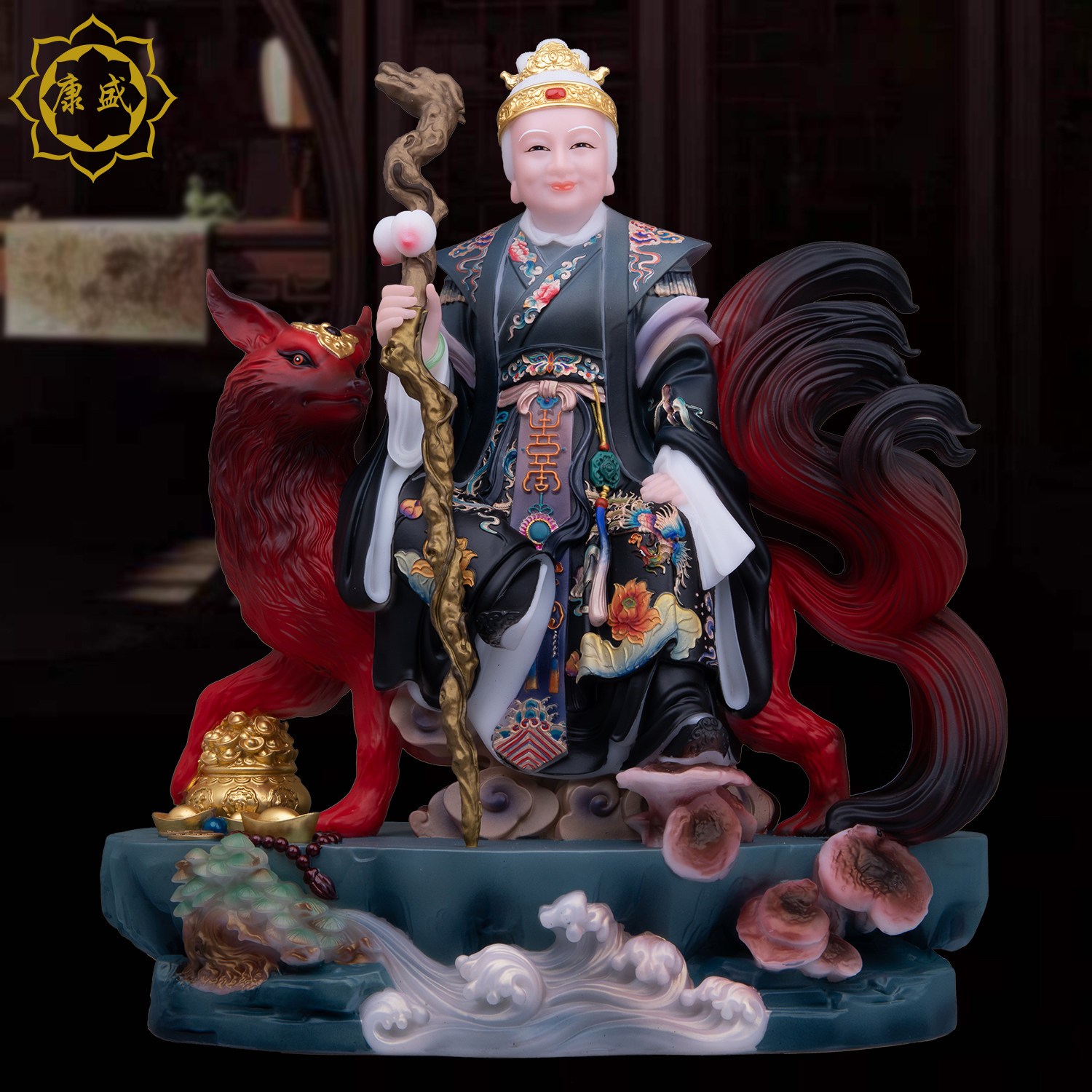 黑老太太神像黑妈妈佛像东北四大家族铁刹山像汉白玉彩绘家居摆件