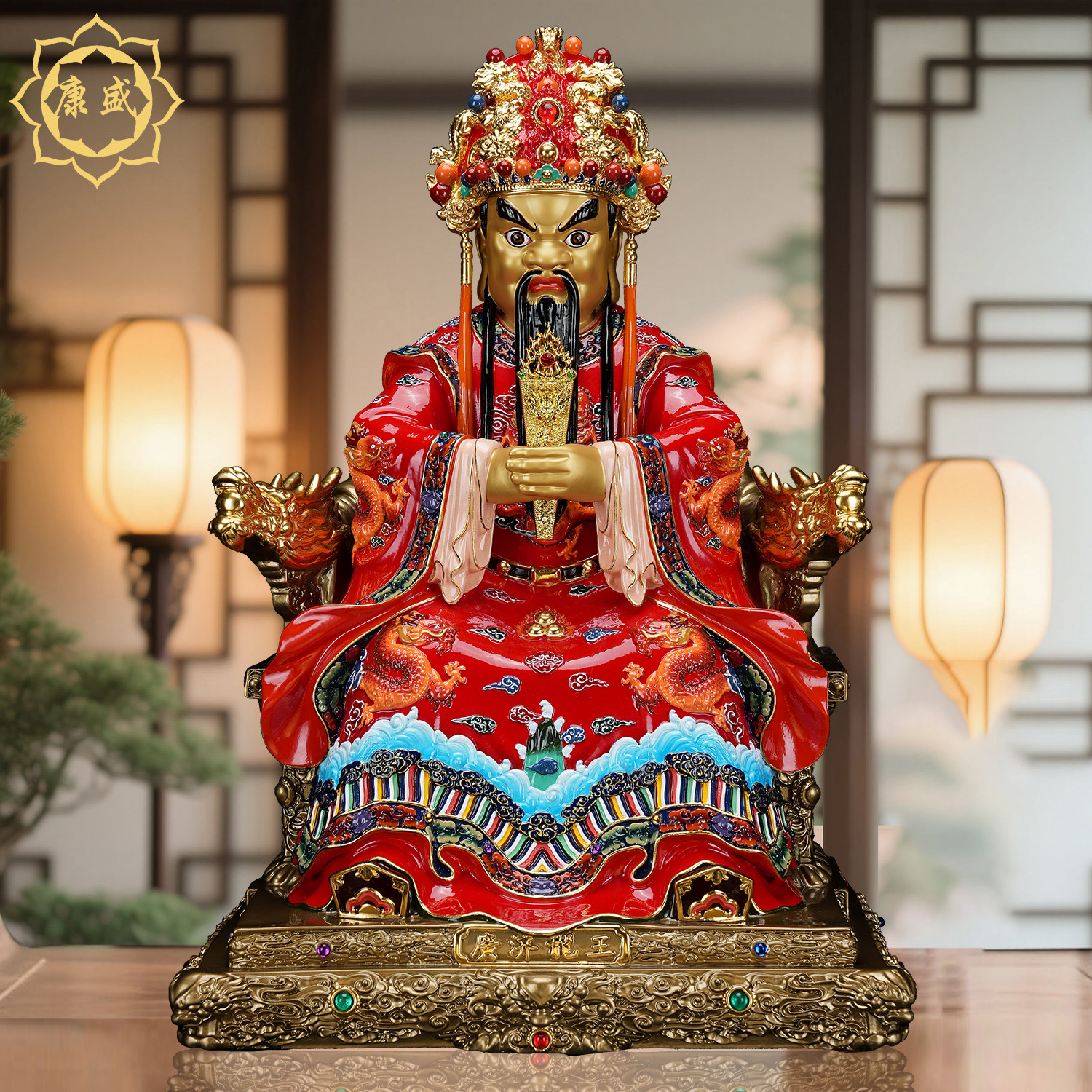 广济龙王五爷佛像龙五爷龙王爷铜像财神爷神像家用佛堂供奉摆件
