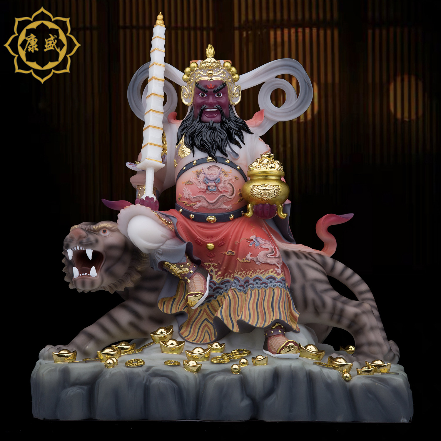 武财神赵公明汉白玉家用摆件