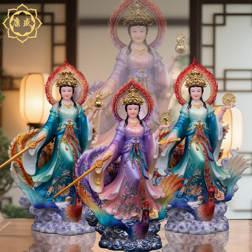 九天玄女神像汉白玉九天圣母娘娘战神踏凤九天玄女家用供奉摆件