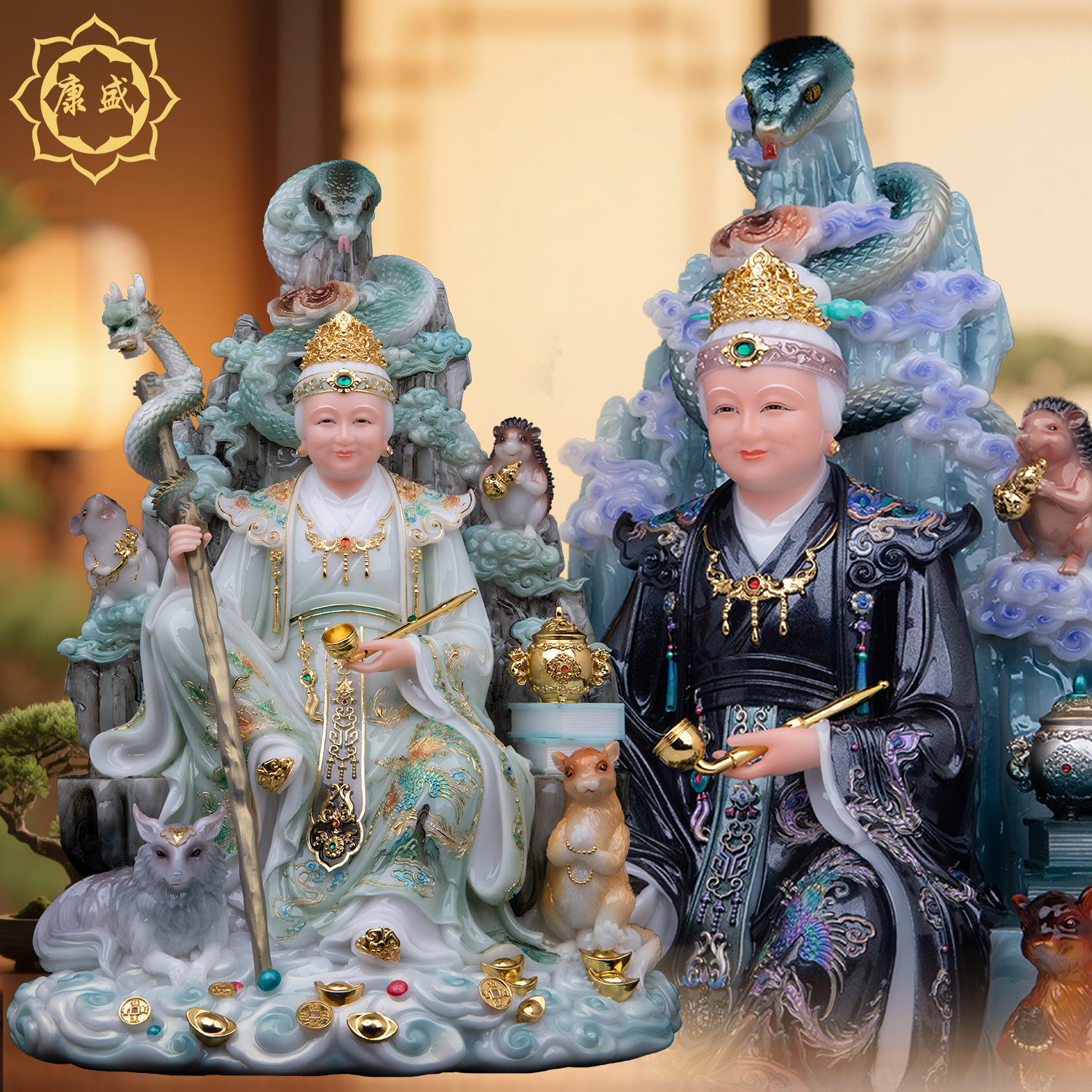 黑老太神像坐山黑姥姥黑奶奶像铁刹山黑妈妈汉白玉家用供奉摆件