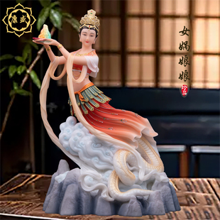 女娲娘娘神像大地之母汉白玉五色石创世女神女娲补天家用供奉摆件