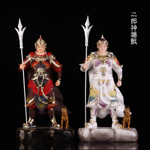 二郎神杨戬居家彩绘汉白玉