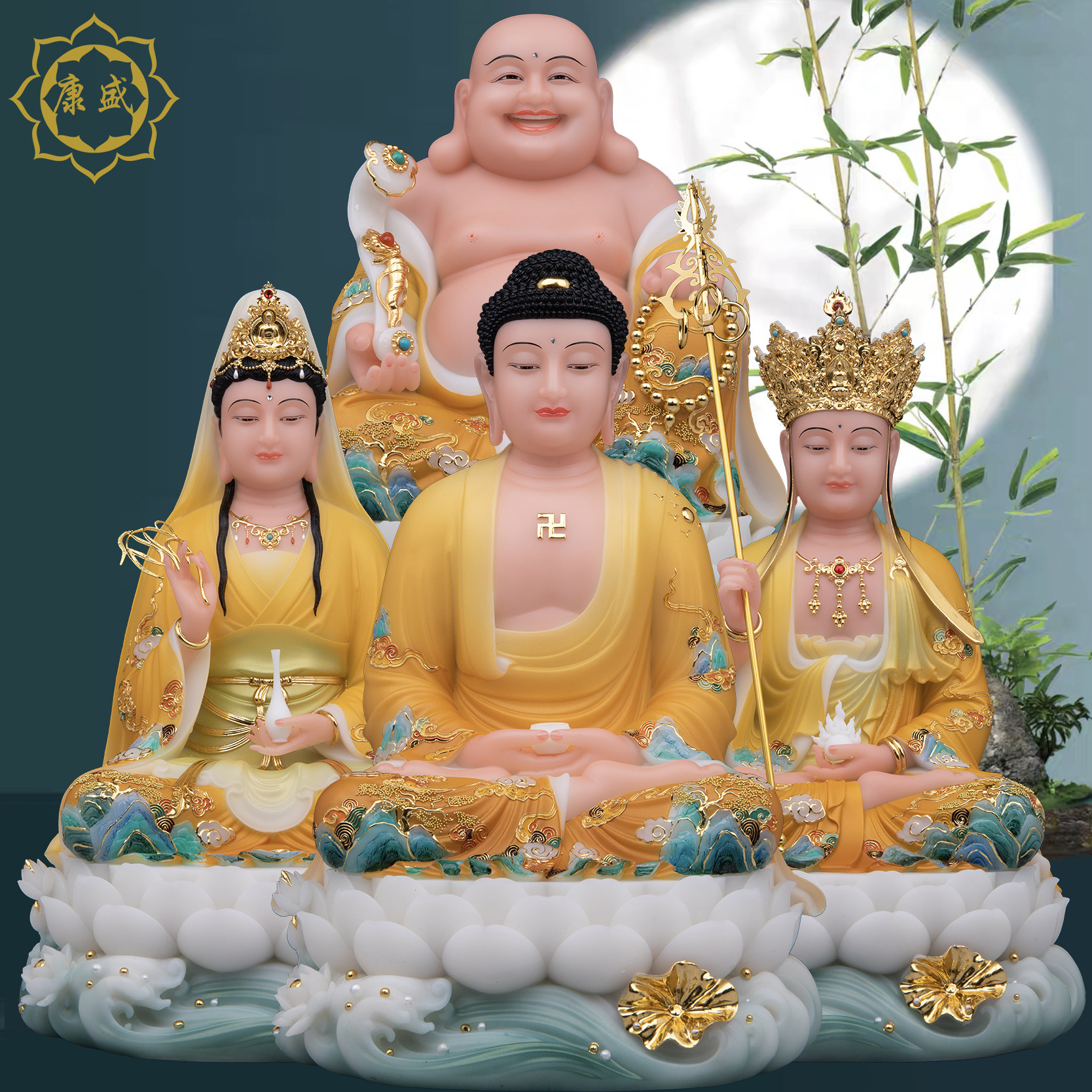 全堂佛像汉白玉锦绣繁华观音地藏王释迦佛弥勒菩萨像家用供奉摆件