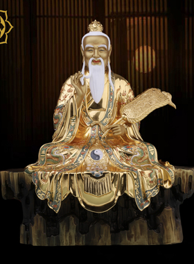 太上老君神像铜贴金摆件