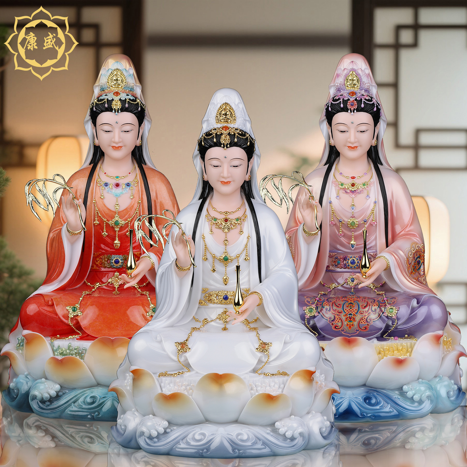 观音菩萨佛像汉白玉南海观世音菩萨妙善观音佛像佛堂家用供奉摆件