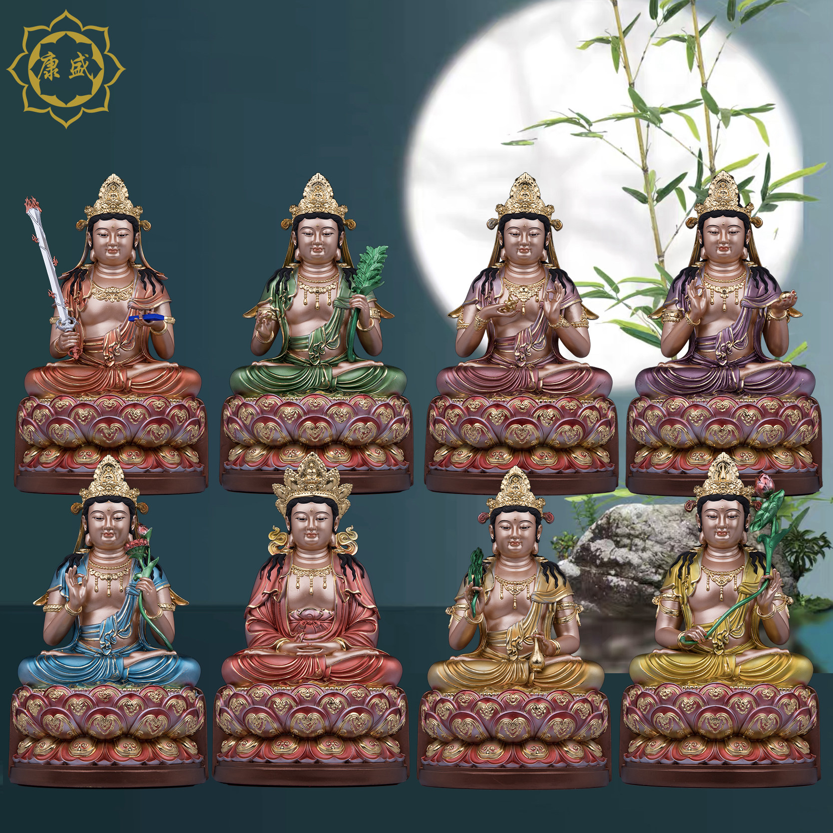 八大菩萨佛像药师坛城药王药上宝檀华弥勒佛像树脂家用供奉摆件,家居饰品,装饰摆件,淘宝优惠券,粉丝福利购,淘宝优惠卷