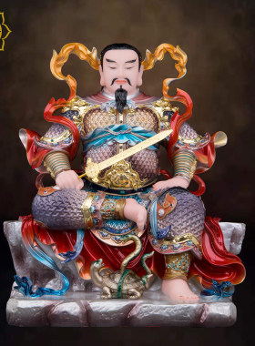 玄天上帝神像汉白玉家用摆件