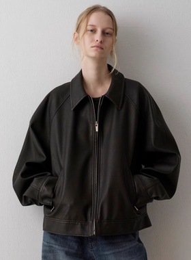 nothing written黑色皮衣外套女25秋新款美拉德棕色小个子短夹克