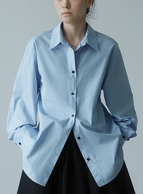 nothing written蓝色衬衫女25秋冬通勤宽松廓形休闲简约质感衬衣