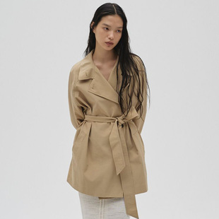 nothing written风衣女2026春季新款卡其色立领松弛宽松系带外套