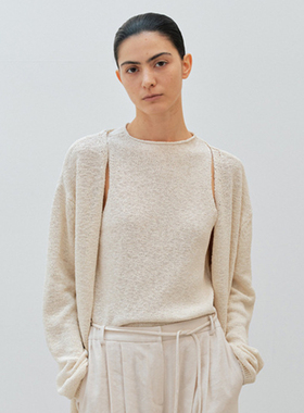 nothing written针织衫女25秋冬韩moia慵懒优雅卷边背心开衫套装