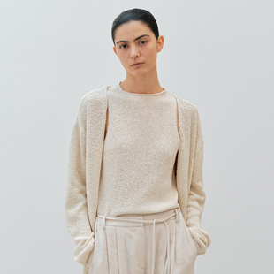 nothing written针织衫女25秋冬韩moia慵懒优雅卷边背心开衫套装