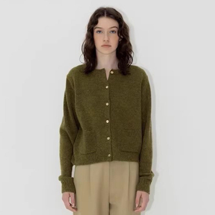 NOTHING WRITTEN羊毛毛衣女24秋冬lerobe圆领加厚保暖针织开衫