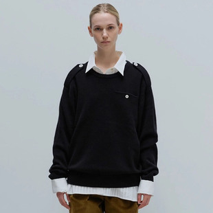 nothing written羊毛针织衫女25冬季新款moondal圆领宽松百搭毛衣