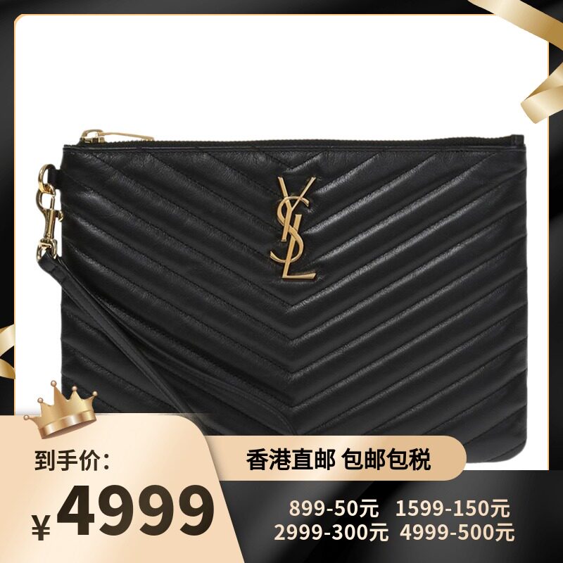 YSL女士牛皮黑色手拿包379039-CWU01-1000