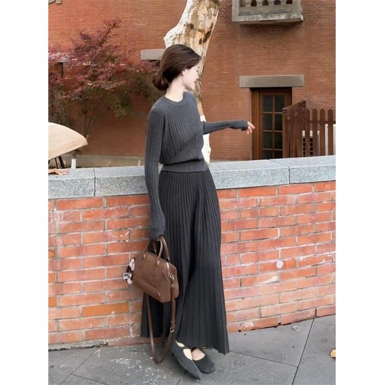 ROUMIKL韩系ootd一整套穿搭针织套装连衣裙女装今年流行爆款超好