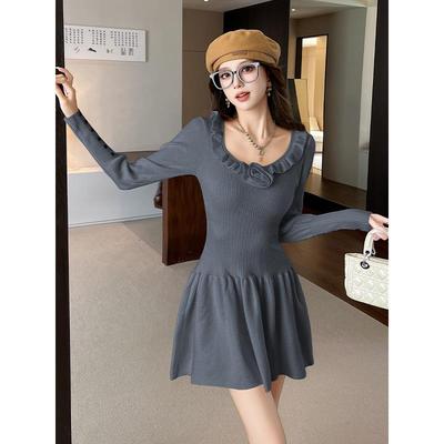 ROUMIKLmiu系针织毛衣千金感长袖内搭连衣裙女秋冬配大衣的高级感