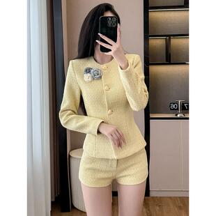 ROUMIKL富家千金miu系小香风套装裙女秋冬名媛风开衫外套上衣短裤