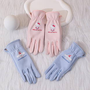 儿童手套五指防水骑行保暖青少年中大童加子母女冬天德绒露指触屏