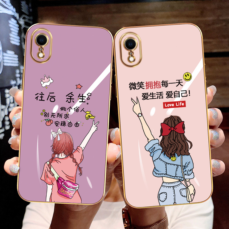 适用于苹果xr手机壳iphone×r直边电镀pg叉r全包防摔iphomexr软胶软壳