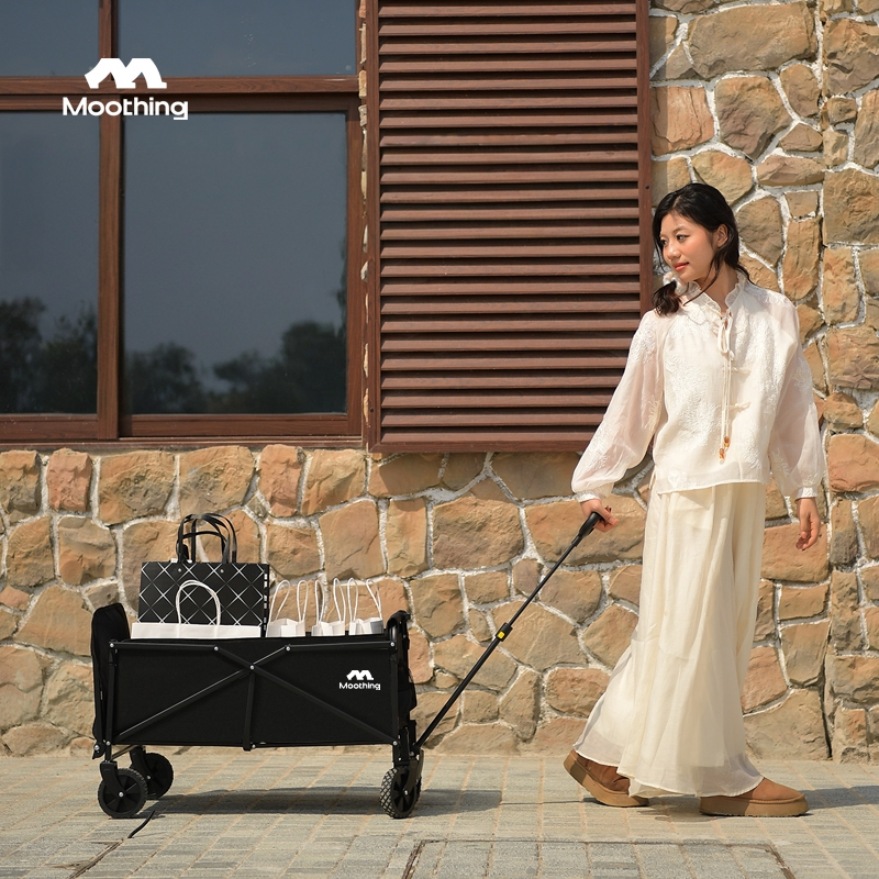 牧行升级静音儿童野营小拉车拿快递小推车折叠户外野餐野营手推车