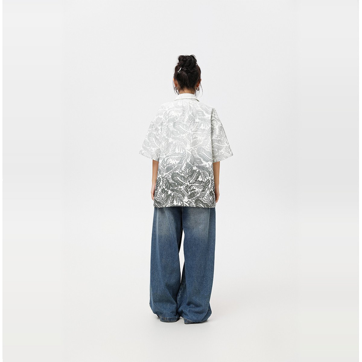 2025夏季新款中性男女同款渐变热带风夏季短袖衬衫ORYSC63,男装衬衫,欧尔泰服饰工厂