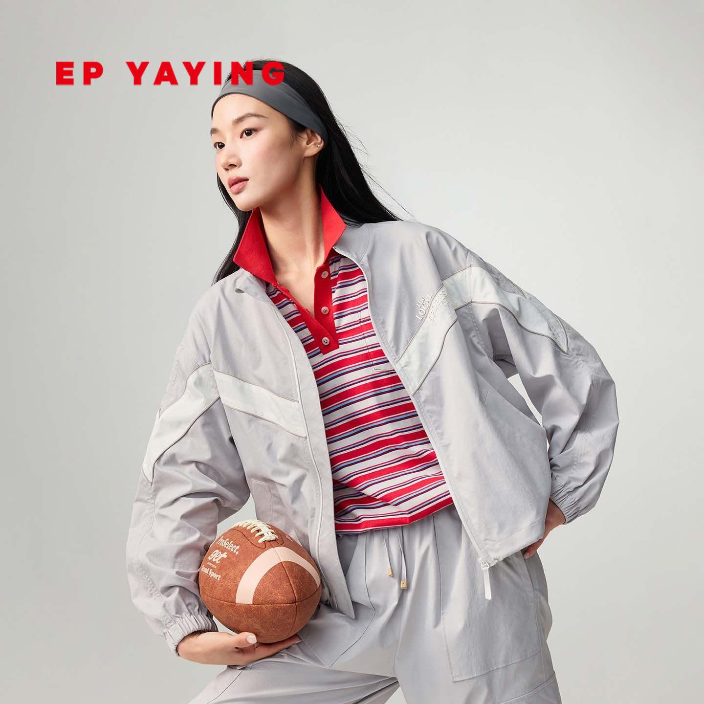 EP雅莹运动外套女 户外休闲撞色宽松短夹克 2026春夏新款1303