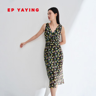 真丝印花鱼尾裙 2026春夏新款 法式 裙子 4111A 无袖 EP雅莹连衣裙