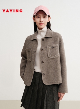 EP雅莹2025秋装新款女装 100绵羊毛气质短款翻领衬衫式外套1509A