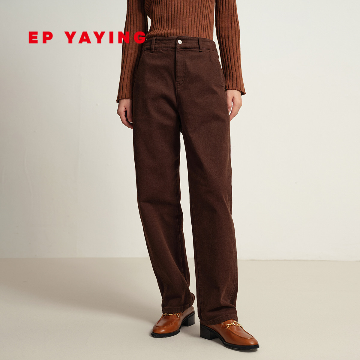 EP YAYING雅莹女装 直筒高腰磨毛牛仔老爹裤 商场同款 J612A,女装/女士精品,牛仔裤,淘宝优惠券,粉丝福利购,淘宝优惠卷